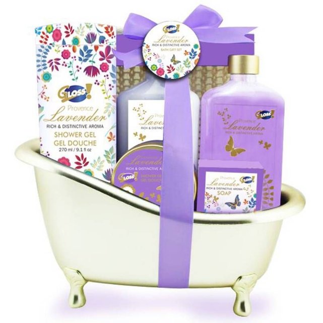 Gloss - coffret cadeau bain pour femme - baignoire de bain dorée ...