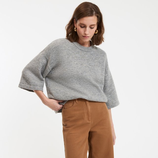 売れ筋商品|||マルコポーロ デニム ニット&セーター レディース アウター KNIT PULLOVERS LONGSLEEVE - Jumper - chalky sand UNISEX》MOKOMOKO Gradation Border Prime-Over Crew Neck Knit