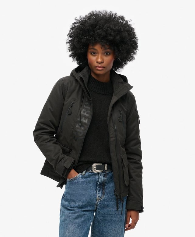 Veste Parka Superdry Femme - Coupe Mid-Length Bleu Marine - Occasion Très Bon État