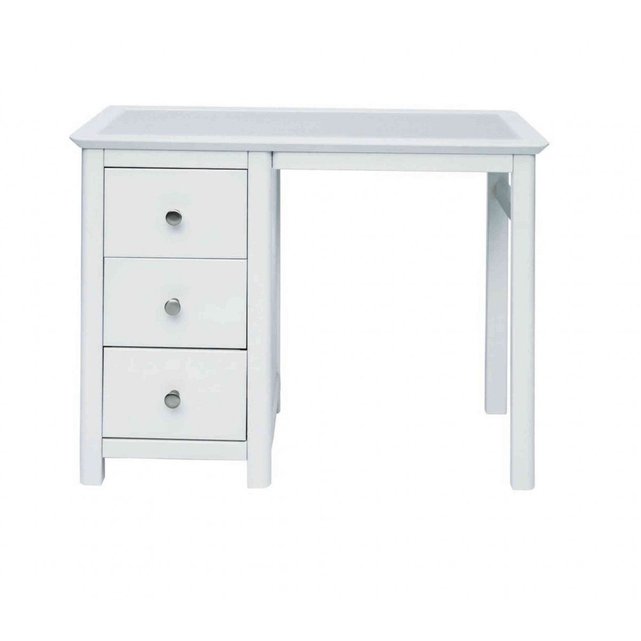 Bureau 3 Tiroirs En Bois Massif Avec Pierre Naturelle Bu096 Blanc Terre De Nuit La Redoute