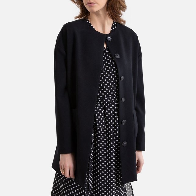Manteau léger sans col mi long La Redoute Collections | La Manteau sans col | La Redoute