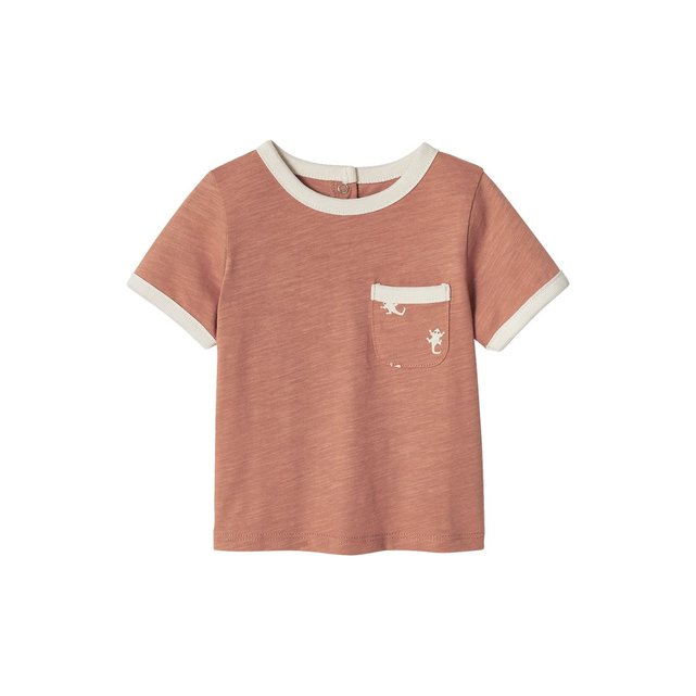 T-shirt bébé en coton flammé manches courtes - noix de pécan, Bébé