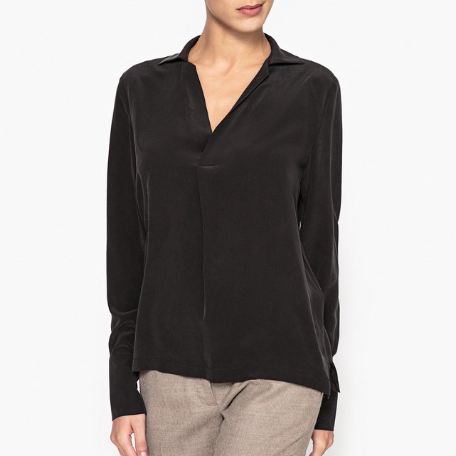 Tatiana silk blouse, black, Toupy | La Redoute
