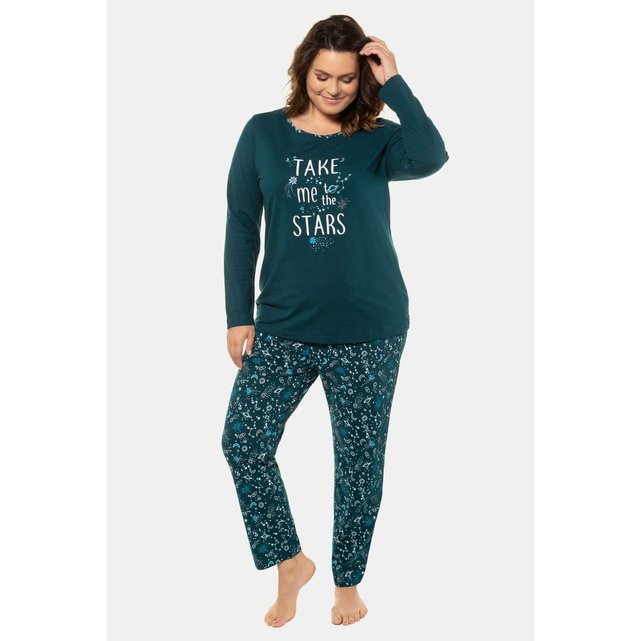 Pyjama, slogan étoilé, manches longues pétrole foncé Ulla ...