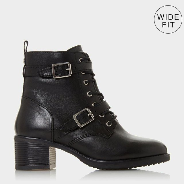 Bottines à boucles pour pieds larges - wf paxtone noir cuir Dune London |  La Redoute