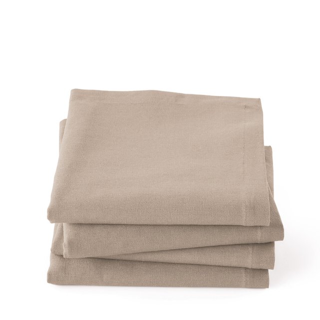 Lot De 4 Serviettes De Table Coton Lin Border La Redoute Interieurs La Redoute