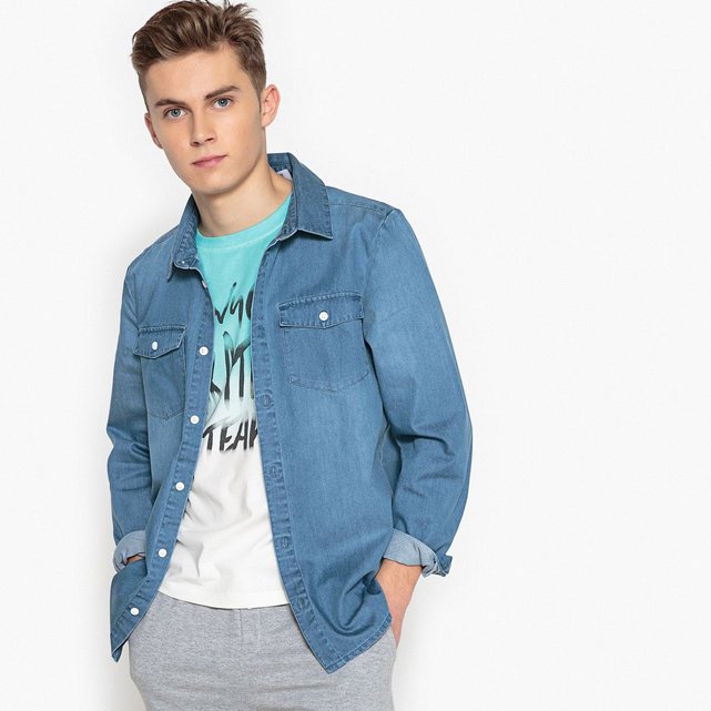 Chemise denim 10-16 ans stone La Redoute Collections | La ...