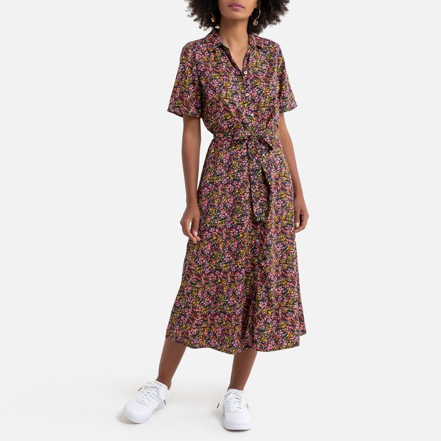 vestido tipo camisão estampado