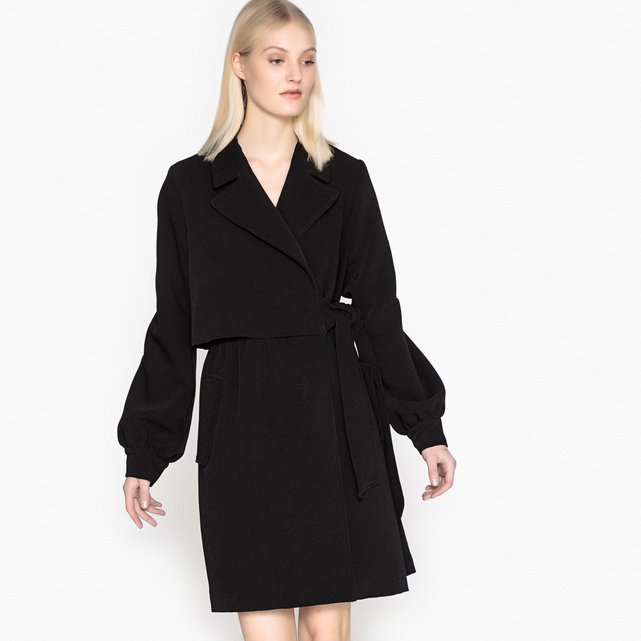 Wrapover overlay coat , black, La Redoute Collections | La Redoute