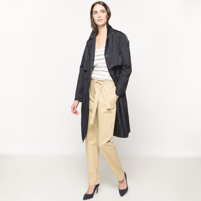 Drawcord waist trench coat navy blue La Redoute Collections | La Redoute