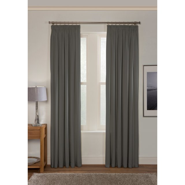 Woven Blackout Pencil Pleat Curtains Grey Home Blackout Pencil Pleat Curtains Grey