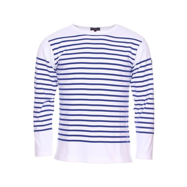 Bleu Marinière Rayures Coton En Longues Rond Manches À Amiral Col rBFrp7z