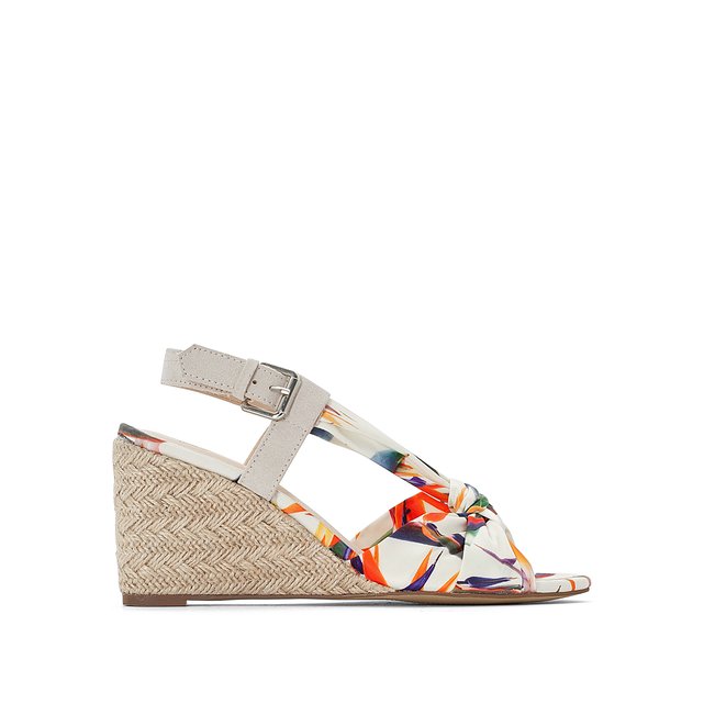 Y Tejido Estampado Tacón Multicolor Sandalias De La Con Cuña Blanco Fl1JcuTK35