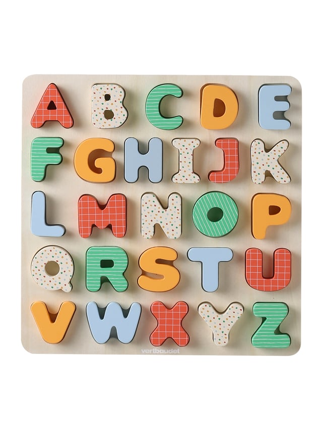 VERTBAUDET Puzzle Lettres à Encastrer En Bois – 26 Pièces Colorées – Apprentissage De L’alphabet Dès 2 Ans – Motricité Et Reconnaissance Des Formes