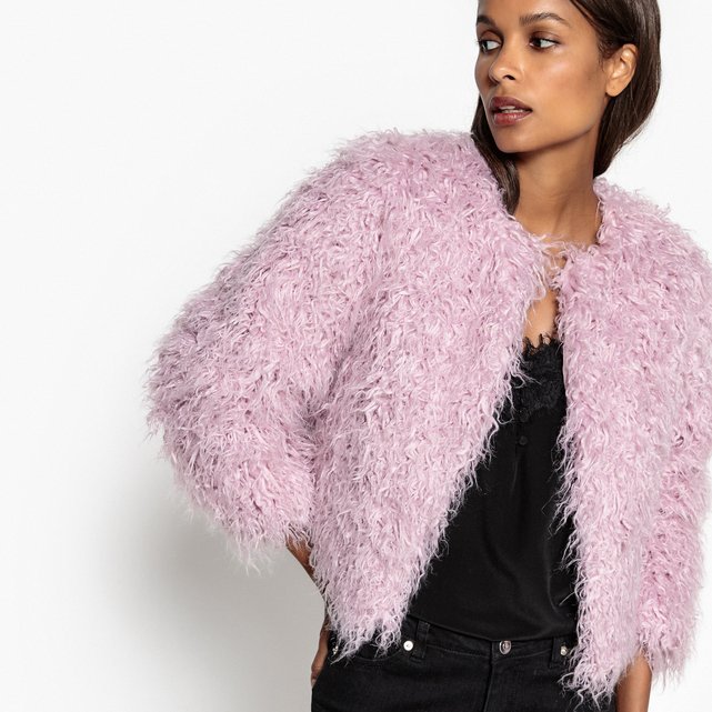 Image Shaggy Faux Fur Cropped Jacket MADEMOISELLE R