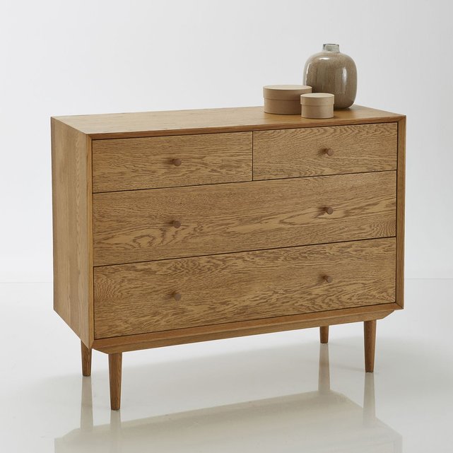 Commode Vintage 4 Tiroirs Quilda Bois Clair Chene La Redoute