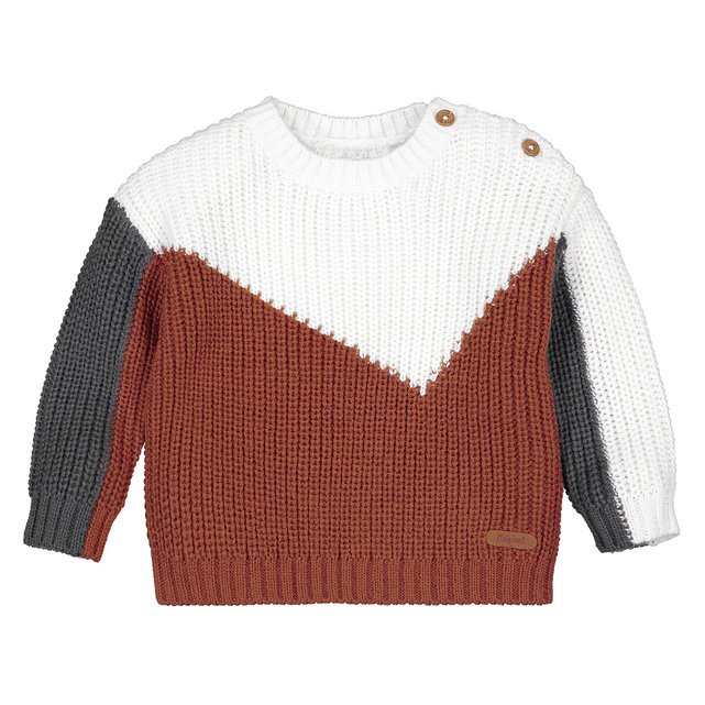 Chunky knit jumper with crew-neck, 1 month-4 years , multi-coloured, La ...
