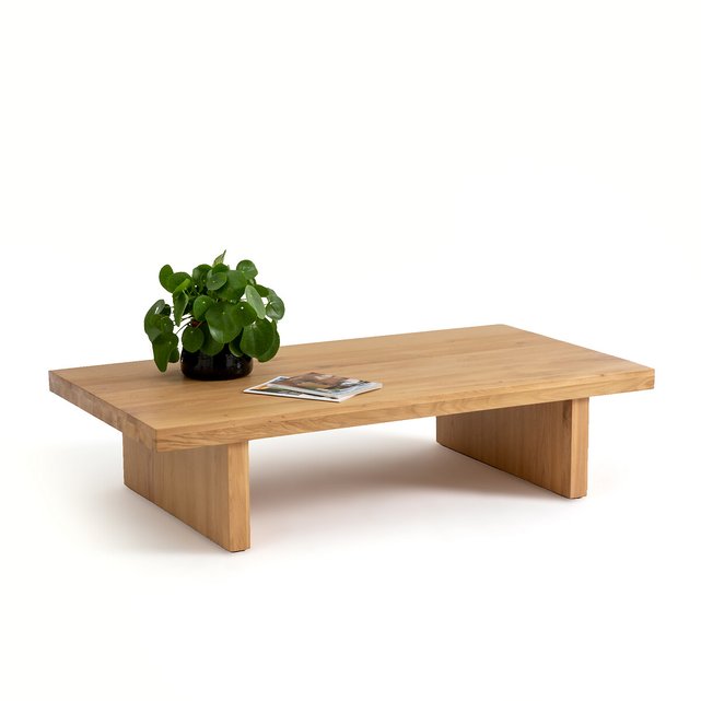 Tavolino da salotto in legno massello di quercia e vetro B