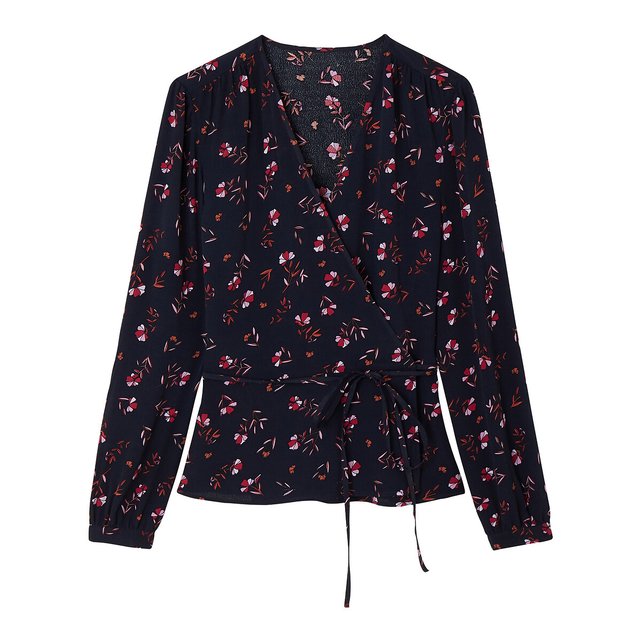 Blusa cruzada, mangas compridas, estampado floral  LA REDOUTE COLLECTIONS image 0