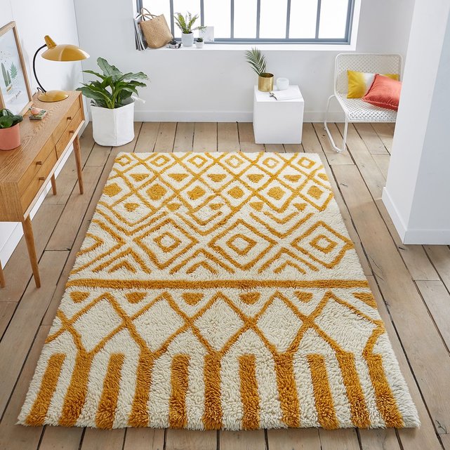 Tapis en laine ocrul ecru/jaune La Redoute Interieurs | La ...