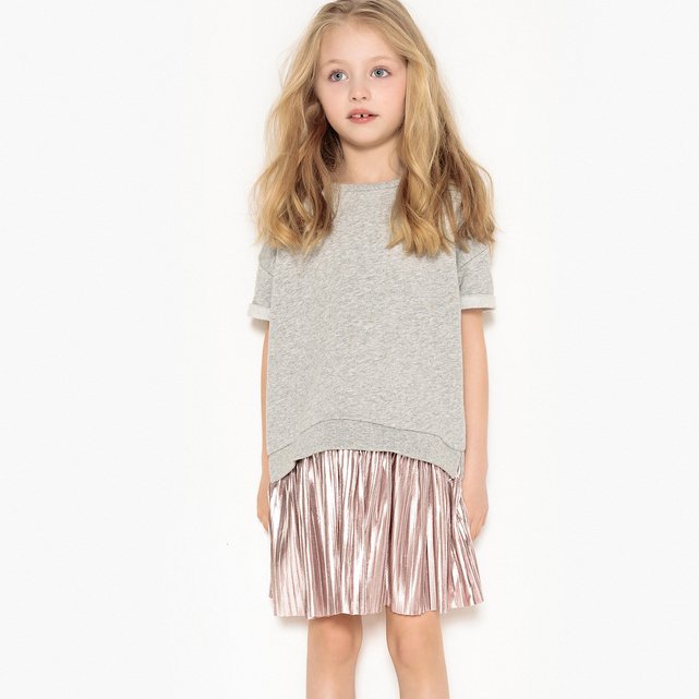 Robe bi-matière 3-12 ans La Redoute Collections gris/rose ...