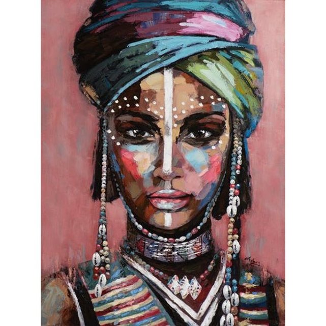  Tableau  femme africaine multicolore 90x120cm multicolore 