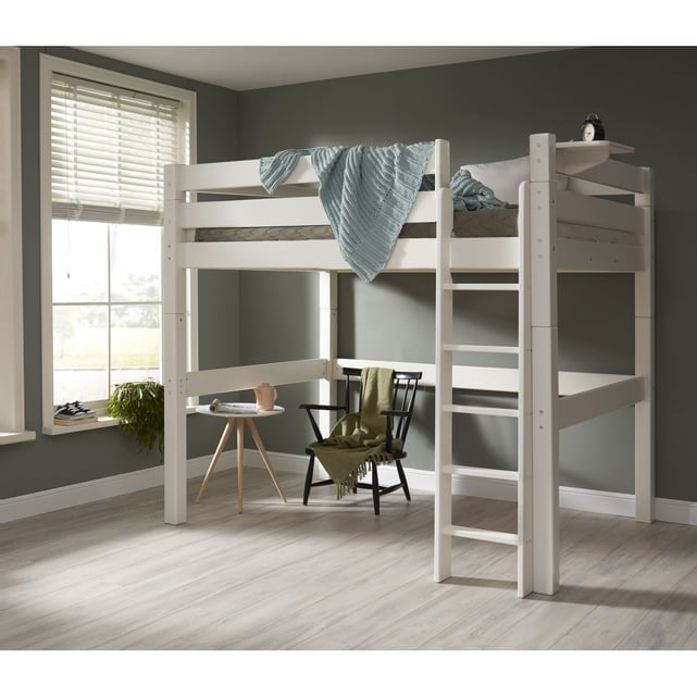 Lit Mezzanine 140x200 Barrières Surélevées Lilja Blanc Blanc Alfred