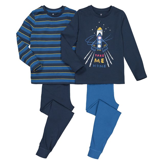 Lote de 2 pijamas, em algodão bio, 3-12 anos  LA REDOUTE COLLECTIONS image 0