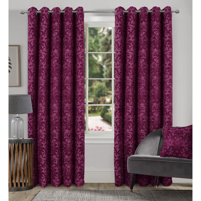 Denton Damask Blockout Eyelet Curtains Wine Plum Home