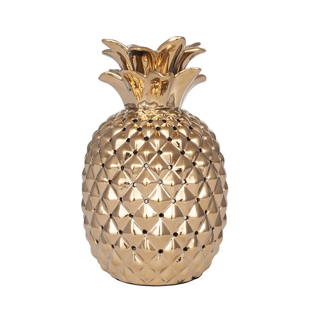 Metallic Gold Ceramic Pineapple Cut Out, Gold Pineapple Table Lamp Base