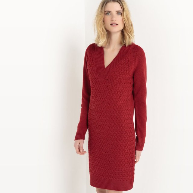 Robe tricot torsade bordeaux La Redoute Collections | La ...