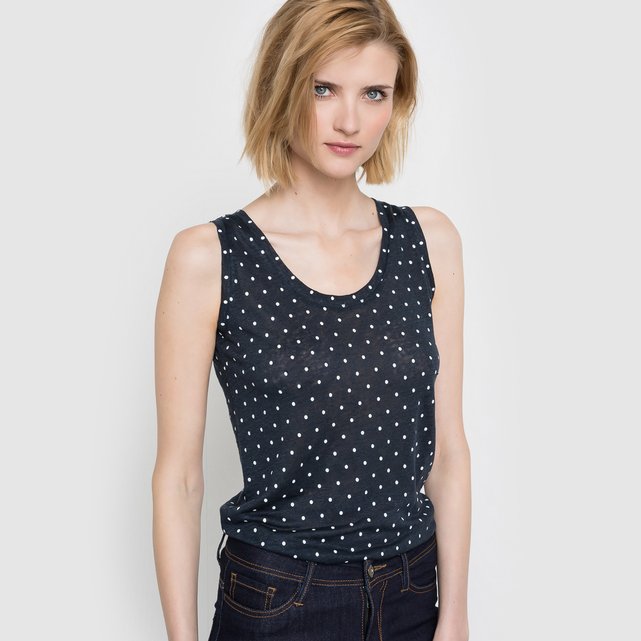 Polka Dot Pure Linen Vest Top Polka Dot Pure Linen Vest Top