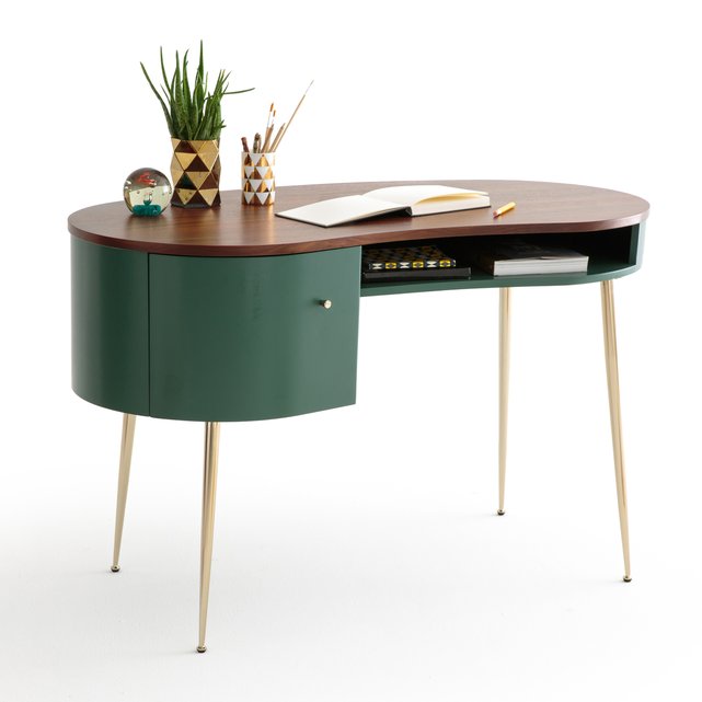 Bureau vintage topim groen / walnoot La Redoute Interieurs ...