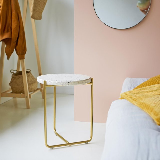 Chevet En Terrazzo Anatole Confetti Et Métal Rond eCodxB