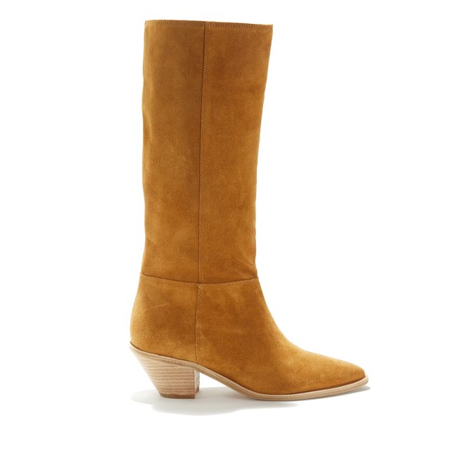 bottes cuir camel talon