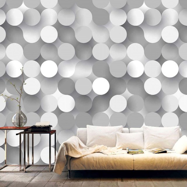 Papier Peint Silver Net Gris Blanc Artgeist La Redoute