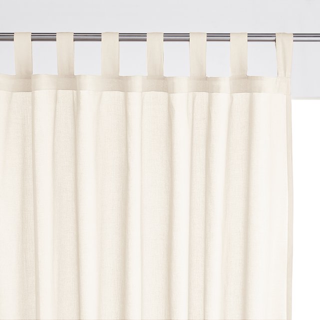 Single Cotton Voile Panel With Tab Top, White Tab Top Curtains