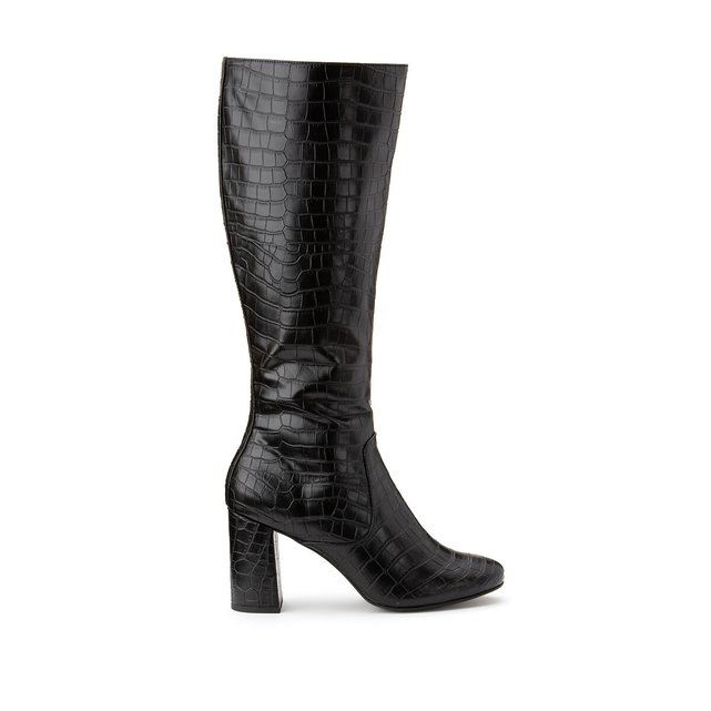 mock croc knee high boots