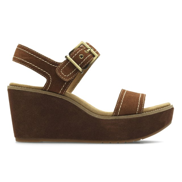 clarks brown wedge sandals