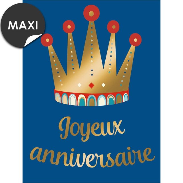 Grande Carte Anniversaire Couronne Doree Bleu Roi Draeger Paris La Redoute