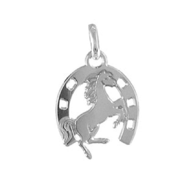 Pendentif fer à cheval avec cheval cabré argent 925 argenté So Chic Bijoux | La Redoute