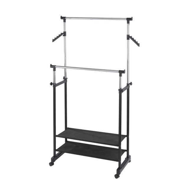 Penderie Double Portant Mobile H 117 169 Cm Argent Wenko La Redoute