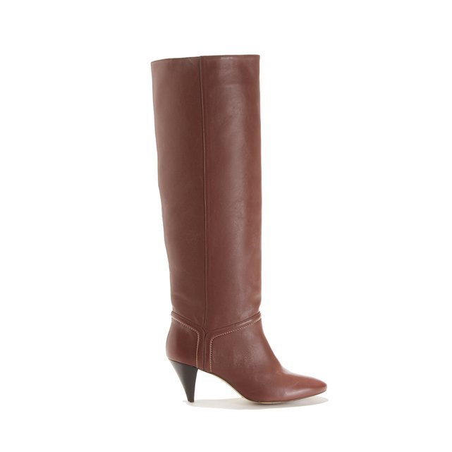 Leather knee-high boots with stiletto heel Vanessa Seward X La Redoute ...
