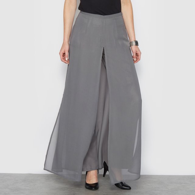 Loose fit wide leg trousers, grey, Anne Weyburn | La Redoute