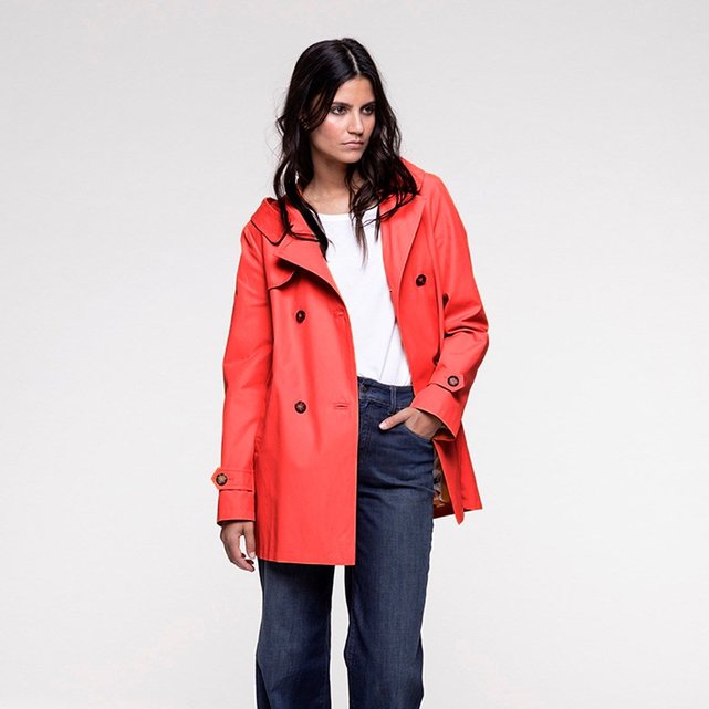 Trench court à capuche femme clearance
