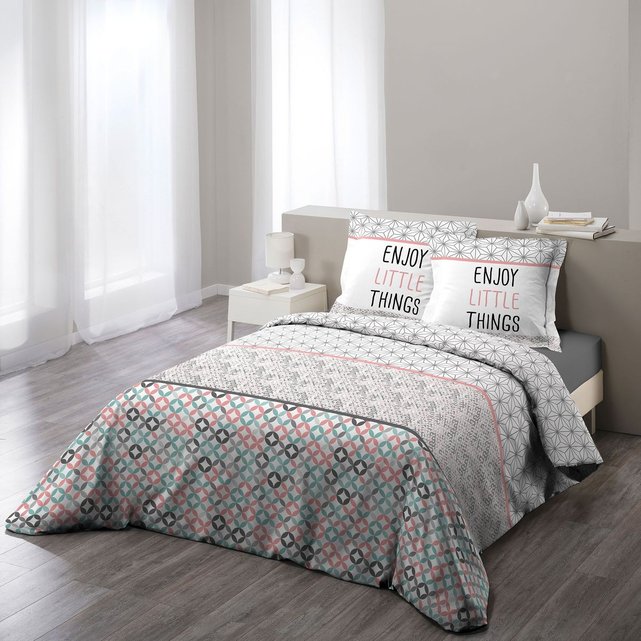 Parure housse de couette imprime collection remix rose