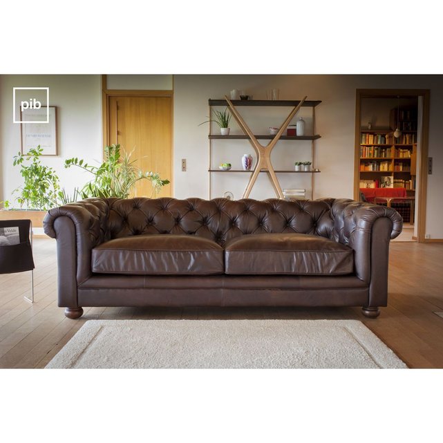 Grand Canape Dark Chesterfield Marron Produit Interieur Brut La