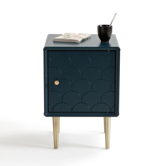 Comodino 1 anta reversibile, luxore blu di prussia La La Redoute Interieurs Comodino O Tavolino Luxore Taglia
