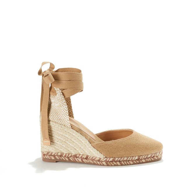 espadrilles met sleehak joyce castaner taupe | la redoute
