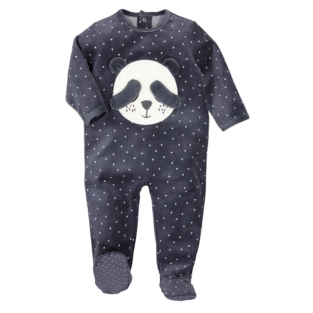 Pijama estampado, em veludo, 0 meses-3 anos  LA REDOUTE COLLECTIONS image 0